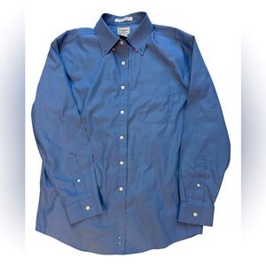 LL Bean 16x33 Oxford Pinpoint Button Down Shirt, Blue M